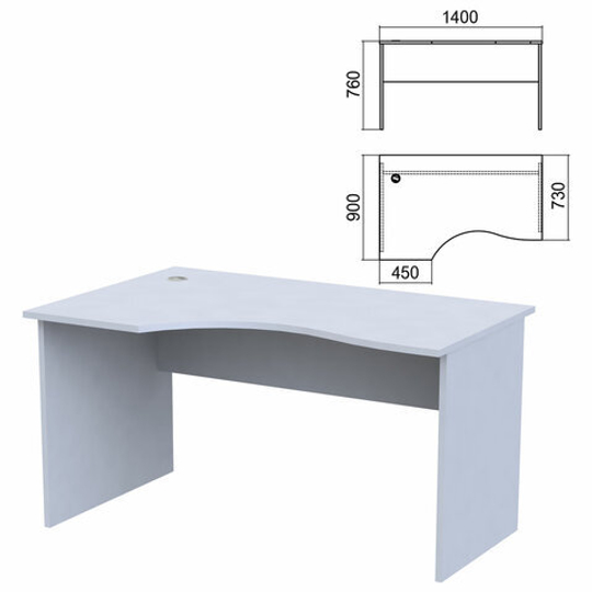 Стол эргономичный "Арго", 1400х900х760, левый, серый (КОМПЛЕКТ)
