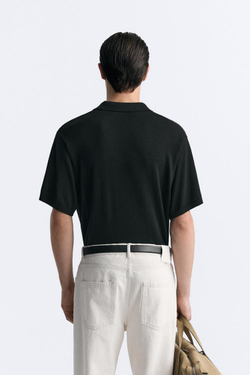 ZARA ПОЛО С ПУГОВИЦАМИ, ЧЕРНЫЙ