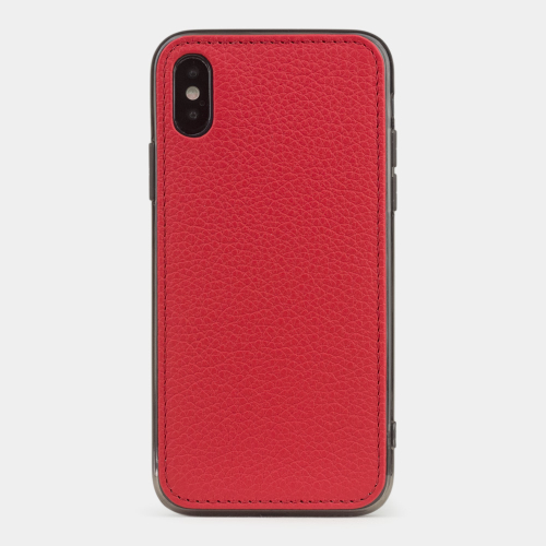 Чехол-накладка для iPhone X/XS из натуральной кожи теленка, красного цвета