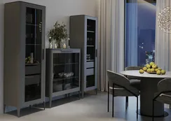 Витрина Type oak стеклянная высота 120 см (серый)