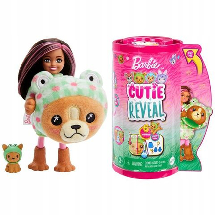Кукла Mattel Barbie Cutie Reveal Chelsea - Челси в костюме животных - Кукла в костюме собаки-лягушки с 6 сюрпризами - Барби HRK29
