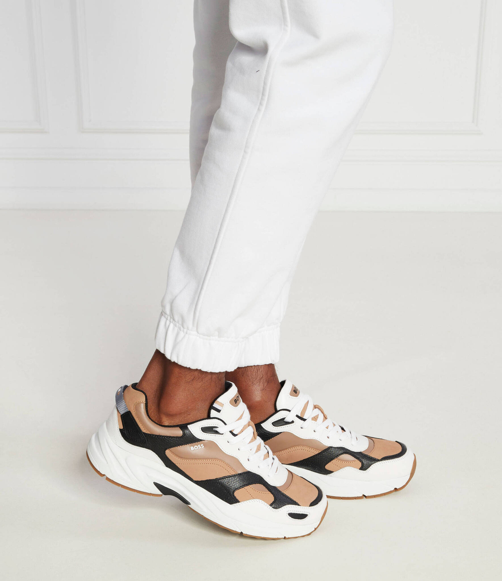 Кожаные кроссовки levitt_runn_lt BOSS BLACK - коричневый(50513142)