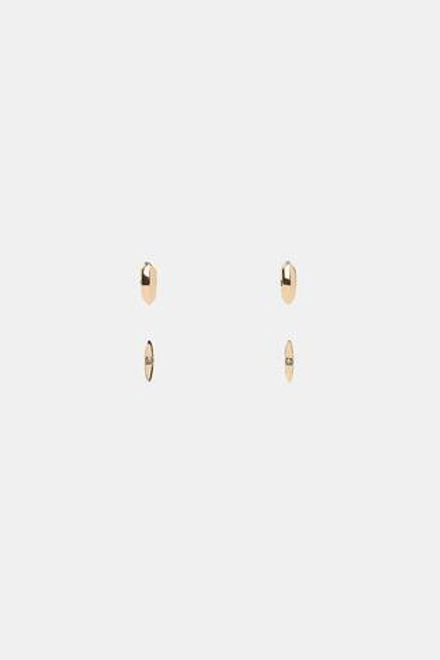 ZARA НАБОР СЕРЕГ-КОЛЕЦ СО СТРАЗАМИ, ЗОЛОТИСТЫЙ