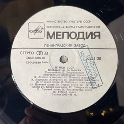 Винтажная виниловая пластинка LP Птицы СССР, Определитель По Голосам Воробьиные: Жаворонки, Коньки (Passeriformes: Lark, Pipits) (СССР 1986)