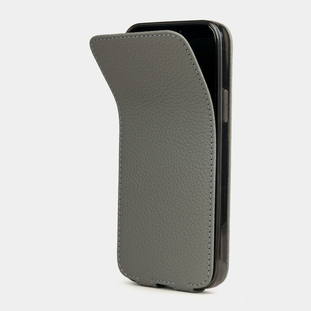 Чехол для iPhone 12 Pro Max из кожи теленка серого цвета