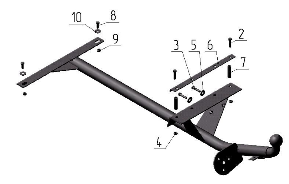 Фаркоп для ВАЗ 2115 (без снятия бампера) 2000-2012 Тип шара: H (несъемный сварной). Нагрузки: 800/50 кг, VAZ-12