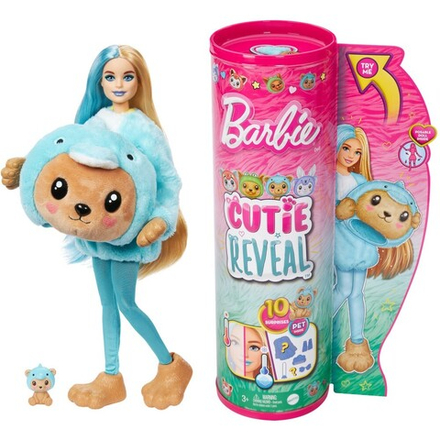 Barbie Cutie Reveal - Барби Плюшевая кукла-дельфин + питомец HRK25 / артикул   HRK22 HRK25  / GTIN 194735178582