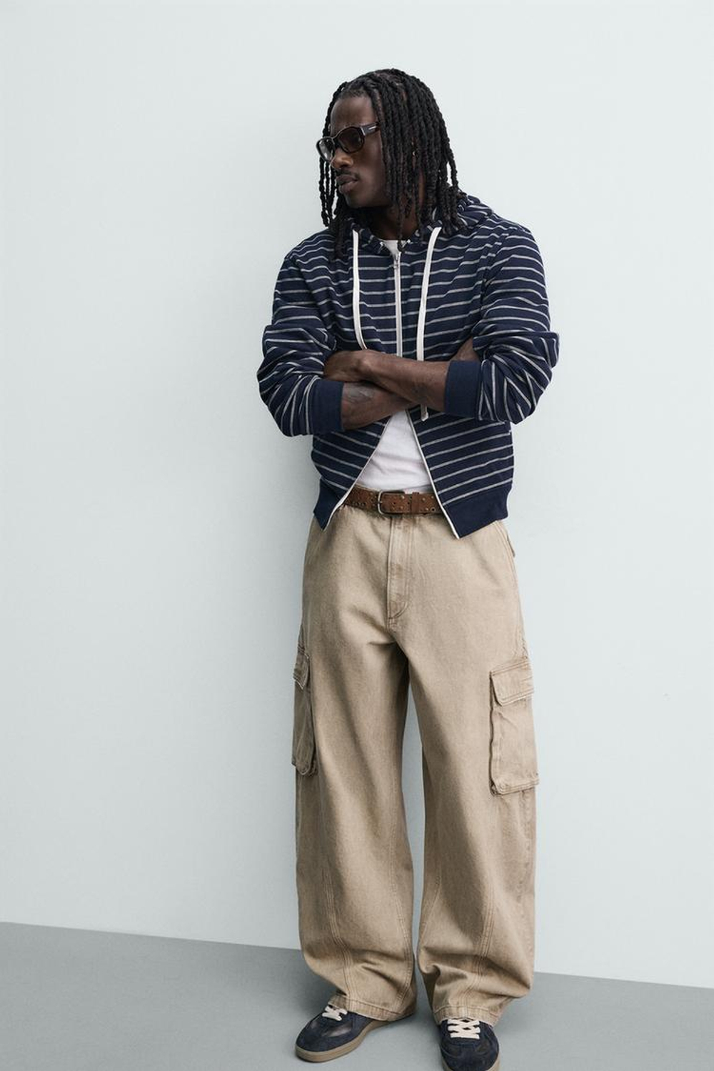 ZARA БРЮКИ КАРГО BALLOON FIT, БЕЖЕВЫЙ
