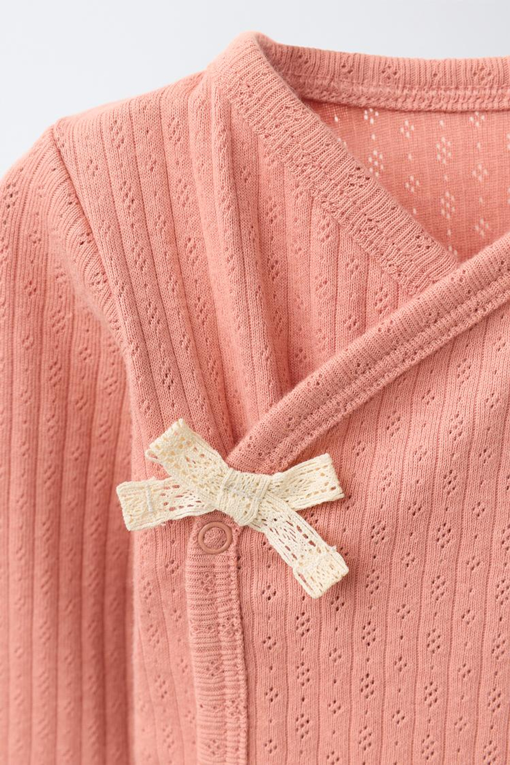 ZARA КОМПЛЕКТ ИЗ БОДИ С ЗАПАХОМ И ЛЕГИНСОВ С БАНТИКОМ, ЧЕРЕПИЧНЫЙ