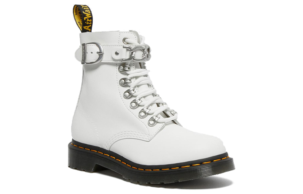 Dr. Martens 1460 Pascal Chain Leather Lace Up Boot "White" Women"s