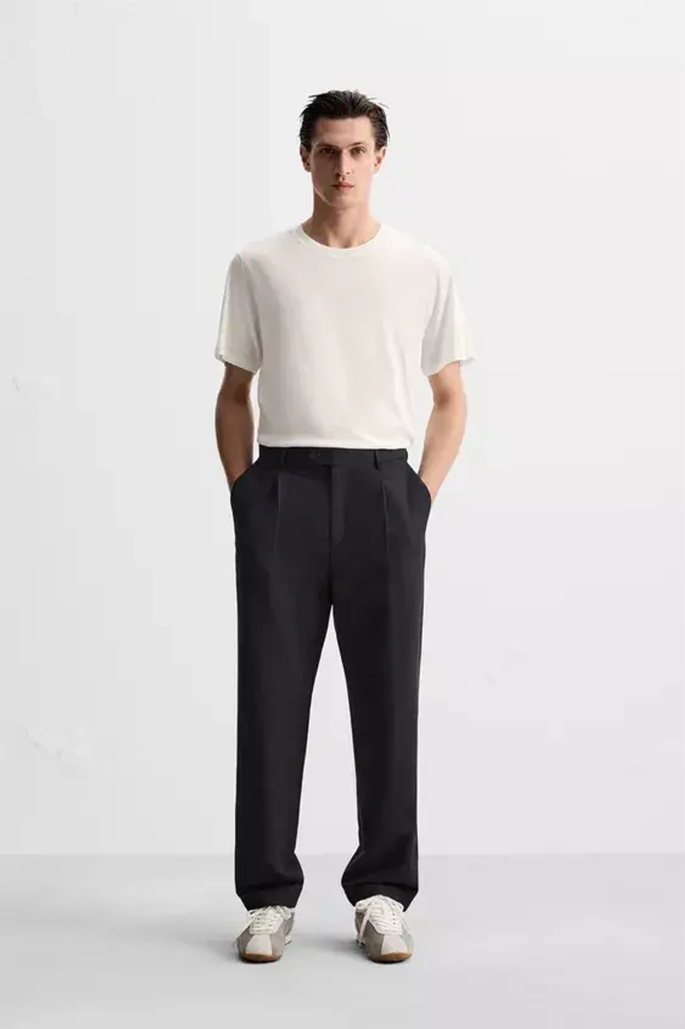 ZARA ФУТБОЛКА ИЗ ЛЕГКОГО ХЛОПКА, ЭКРЮ