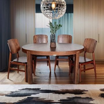 Комплект Стол CERRO 1400 EV с раздвижной овальной столешницей (американский орех) + 4 стула VST-V деревянный / Американский орех