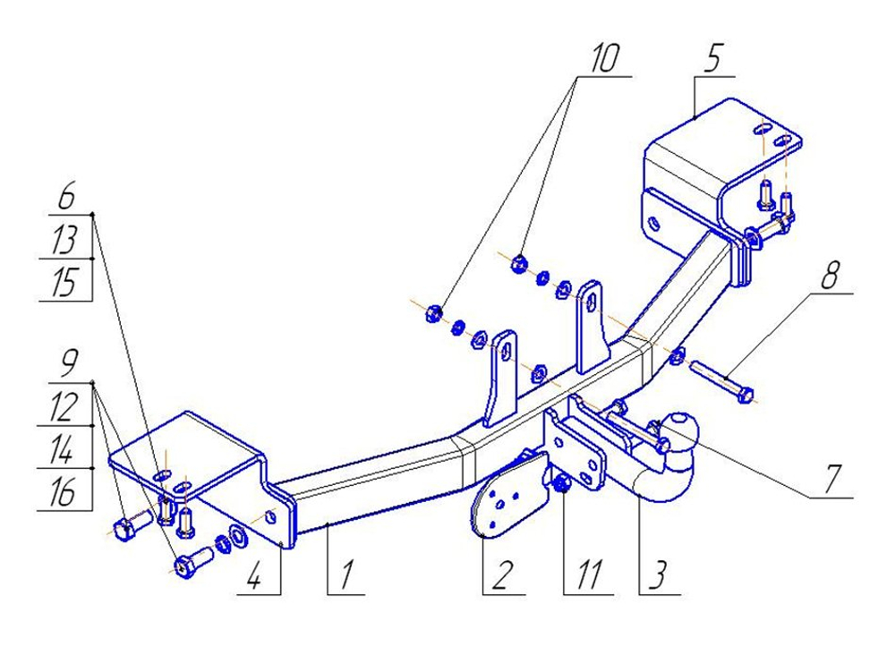 Фаркоп для Toyota Land Cruiser 120 2002-2009, Lexus GX 2003-2009 условно-съемное крепление шара, TY 21