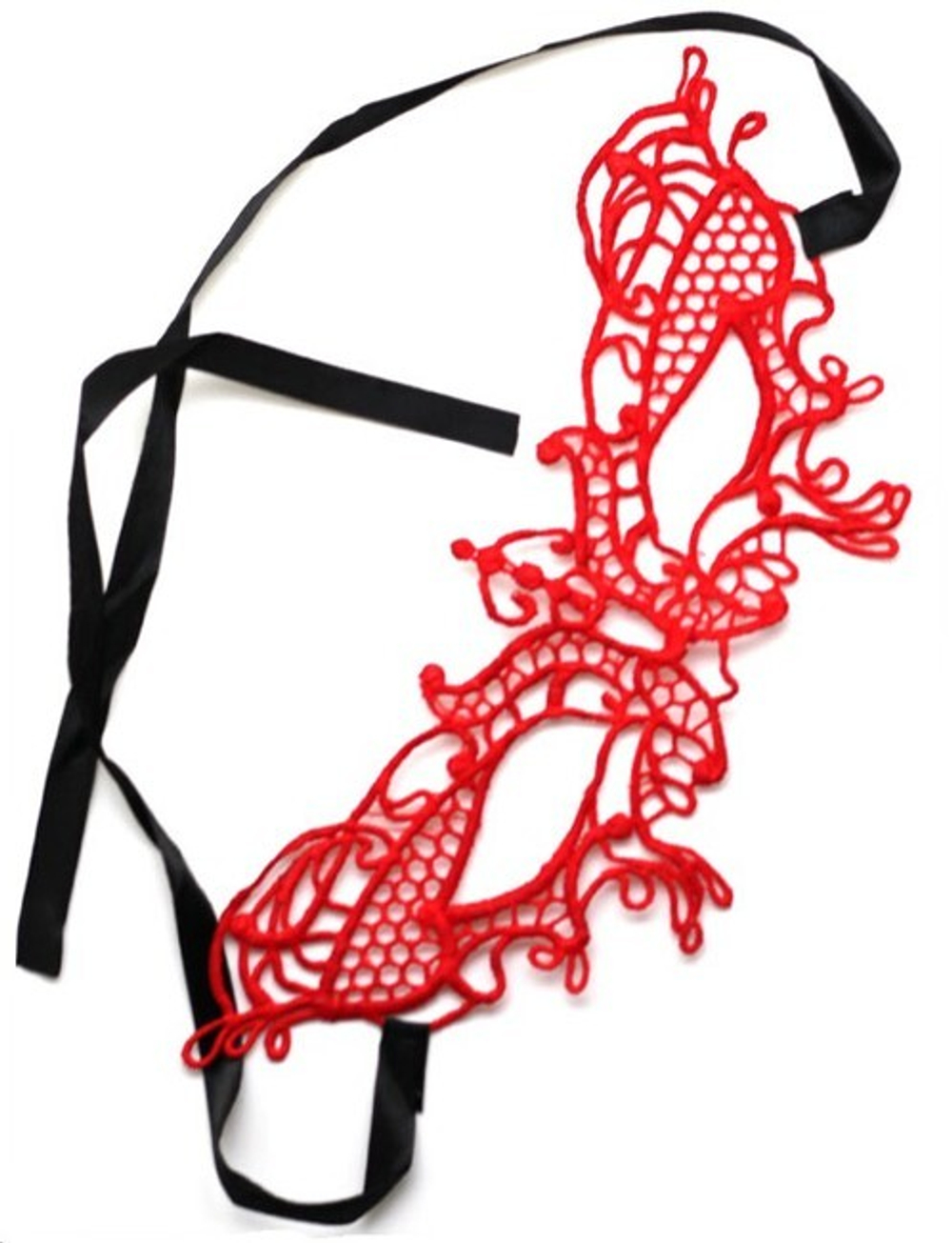 Ажурная красная кружевная маска "Бабочка" (Цвет: красный с черным)
