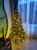 Елка с гирляндой "Рождественская" (Литая хвоя) 180 см / 1,8 м