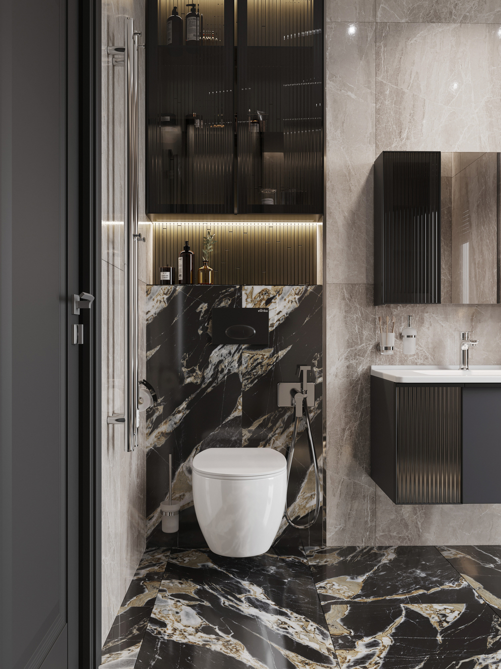 Кнопка смыва для унитаза EWRIKA 0054 пластик, цвет матовый черный