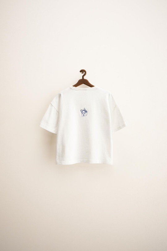 ZARA ZARA TIMELESS — ФУТБОЛКА С ВЫШИВКОЙ ORFAYO ©, БЕЛЫЙ
