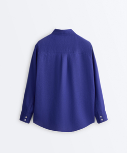 Oysho Рубашка свободного кроя из 100%-го льна, кобальтовый