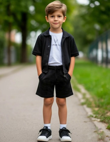 10361 Шорты детские футер 2-х нитка черный (60-110/116)