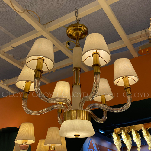 Люстра Cloyd SHERINGTON-A C7 / Ø67 см - абажуры - латунь (арт.11310)