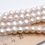 Жемчуг, размер около 8-8,5*7-7,5 мм, цена за 13-14 шт (1/4 нити)