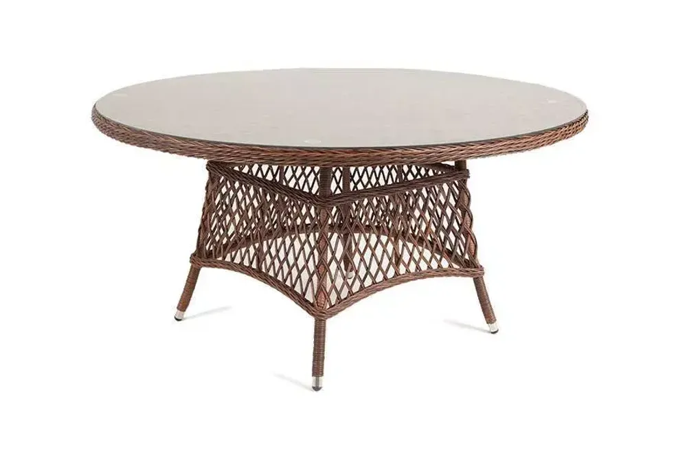 "Эспрессо" плетеный круглый стол, диаметр 150 см, цвет коричневый