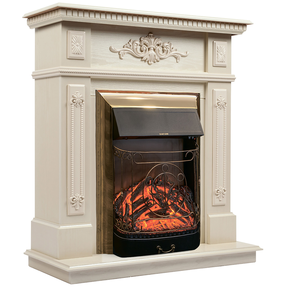 Каминокомплект Real Flame Lilian WT с очагом Majestic Lux Brass