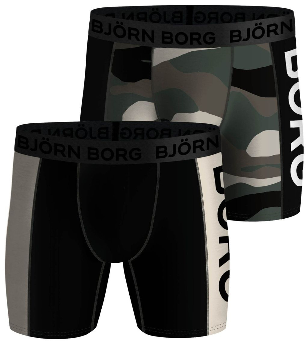 Мужские спортивные боксеры Björn Borg Performance Boxer Panel 2P - black/print