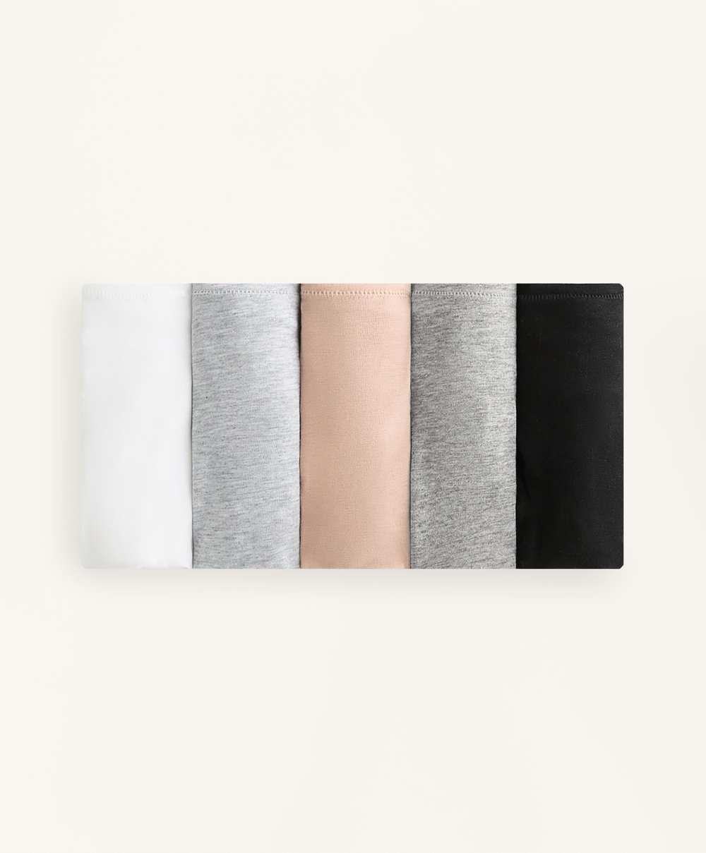 OYSHO Набор из 5 пар классических трусов из хлопковой смеси, черный