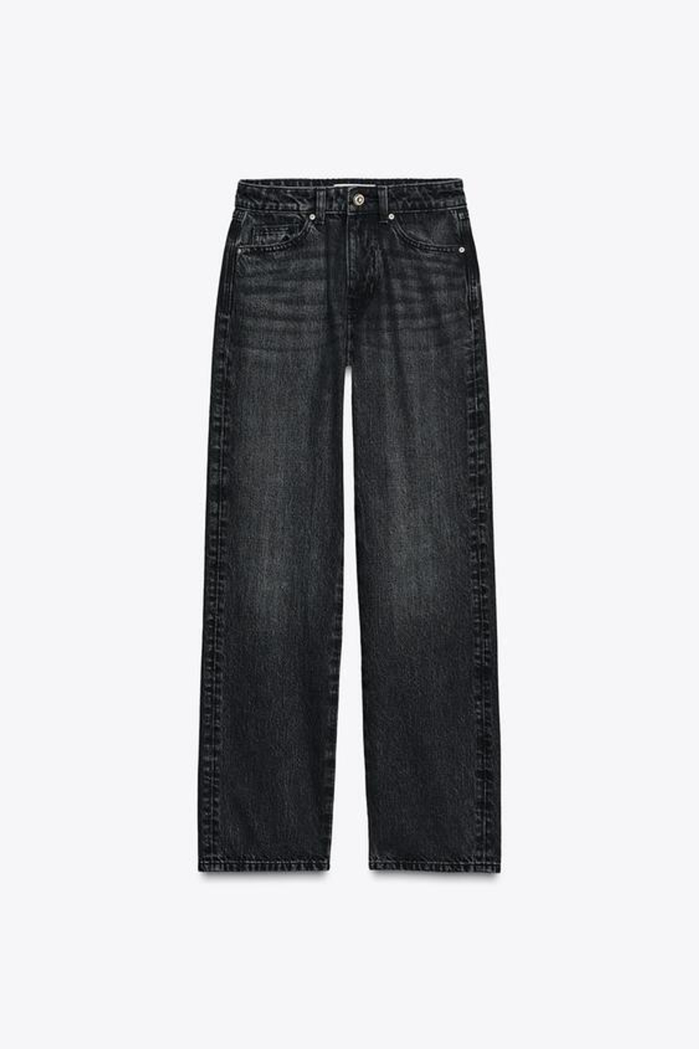 ZARA ДЖИНСЫ Z.03 REGULAR FIT С ВЫСОКОЙ ПОСАДКОЙ И УДЛИНЕННЫМИ БРЮЧИНАМИ, ЧЕРНЫЙ