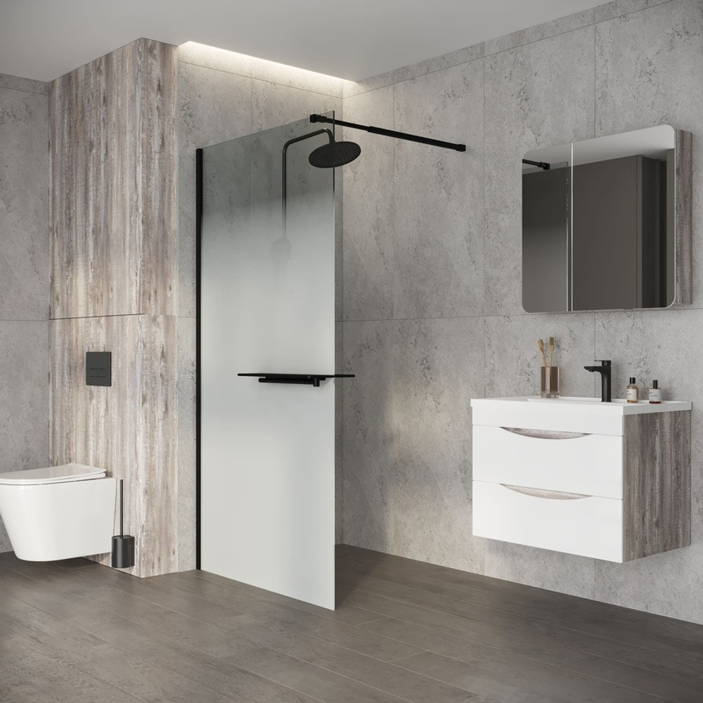 Душевая перегородка Niagara Nova NG-582-12BLACK (120х200) черный матовый,стекло белый градиент,1 место