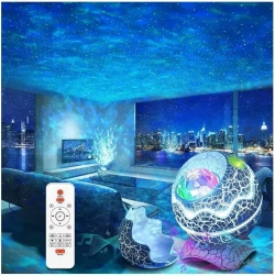 Ночник проектор Яйцо динозавра фиолетовый / Ночник проектор звездного неба / Яйцо дракона