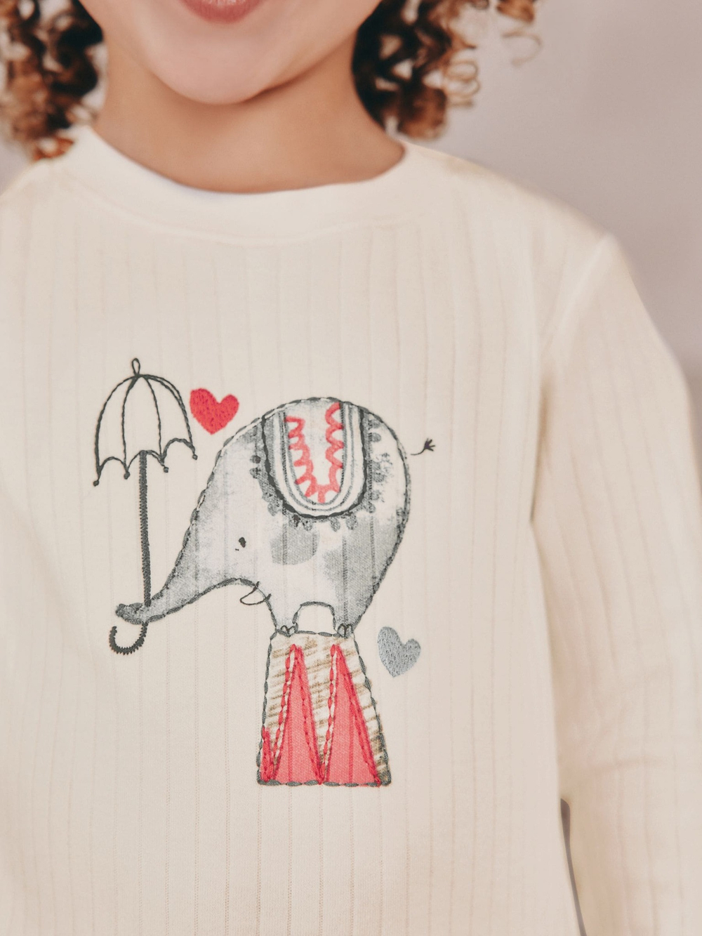 Пижама для девочки Next AC0-791, 3 шт., Молочный, Красный, Серый