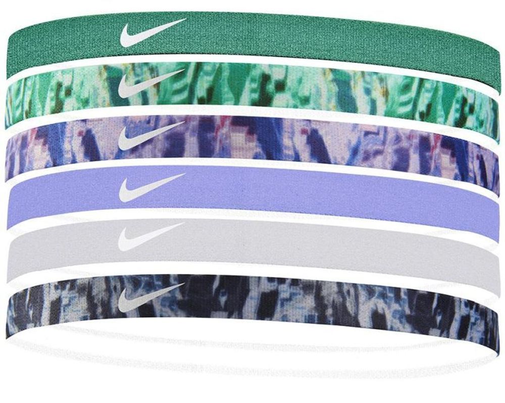 Резинка на голову Nike Printed Headbands 6PK - neptune green/malachite/pure platinum