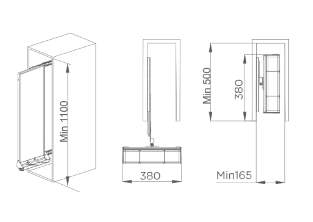 Выдвижное поворотное зеркало с полкой СЕРИЯ A