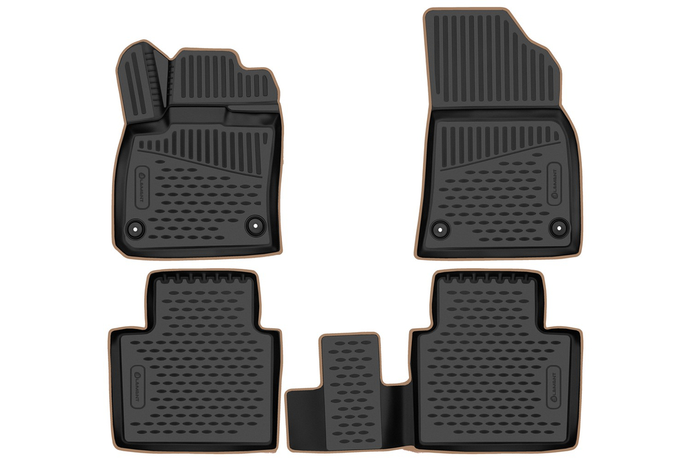 Коврики в салон для GEELY Monjaro (I) 2022-, Внедорожник 5 дв., 4шт. (бежевый кант, полиуретан) KANT.ELEM3DA67450210K.BG