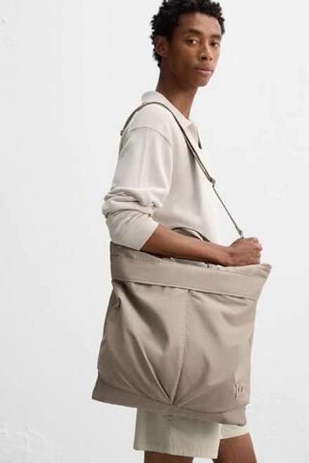ZARA НЕЙЛОНОВАЯ СУМКА ШОПЕР, ЭКРЮ