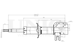 Амортизатор газовый передней подвески левый UNIO SAB-10286