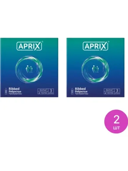 Презервативы APRIX Ribbed ребристые ( 2 упаковки по 3 шт.)