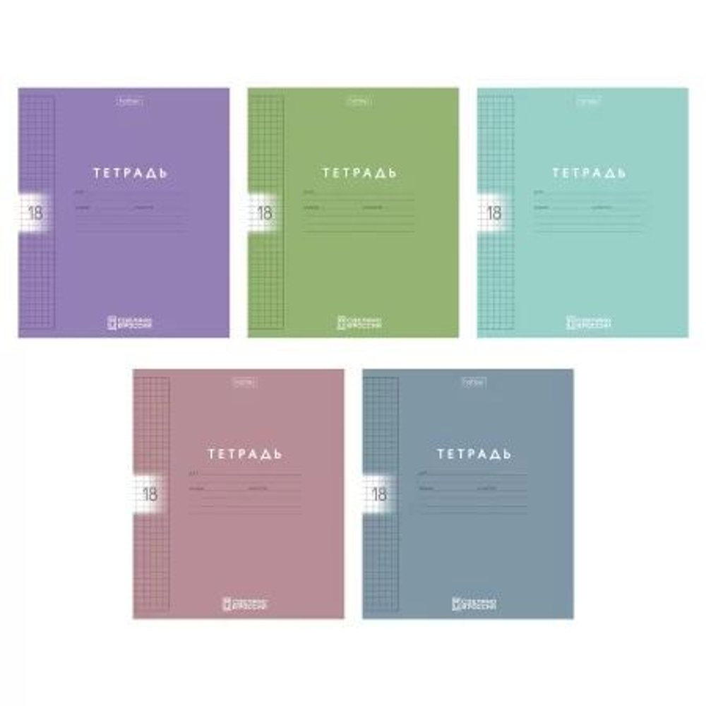 Тетрадь А5 18л кл. Hatber пласт.обл. "Color Set" 5 диз.в блоке