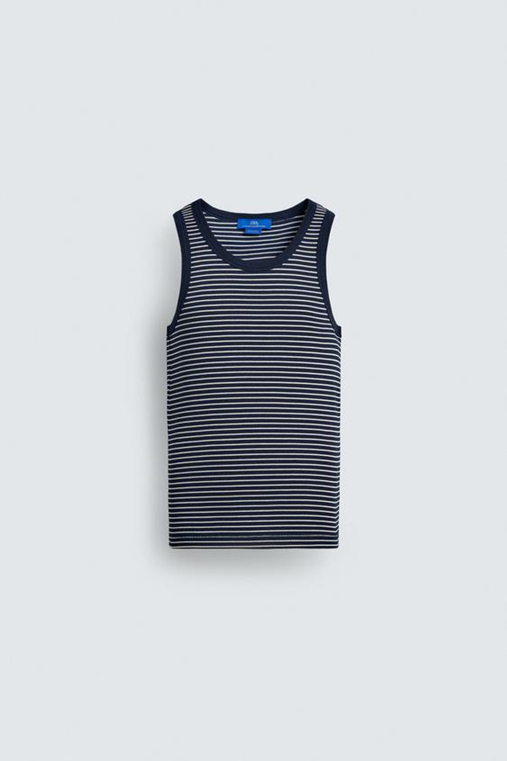 ZARA Х AARON LEVINE МАЙКА В ПОЛОСКУ ЖАККАРД, СИНИЙ/БЕЛЫЙ