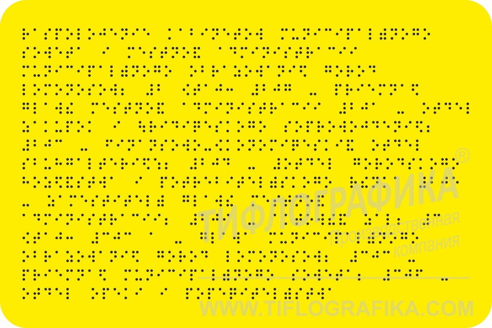 Тактильная табличка Брайлем 200х300 мм на ПВХ 3 мм, монохром