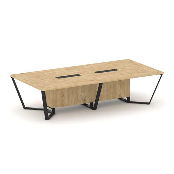 Steel Meet Стол переговорный прямоугольный KD-PR.B.SP-12 Тиквуд Светлый/Металл Черный 3200*1600*750