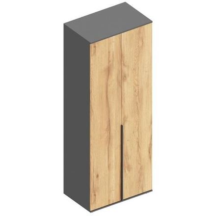 Шкаф 2-х створчатый для одежды МС "Стил", (Дуб/Темно серый), ЛДСП, Велес