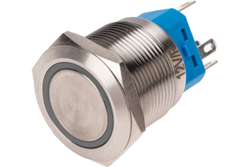 Антивандальная кнопка REXANT ø22, 12в, led, без фиксации, 5с, off-(on)/on-(off), красная подсветка 1 шт 36-3510