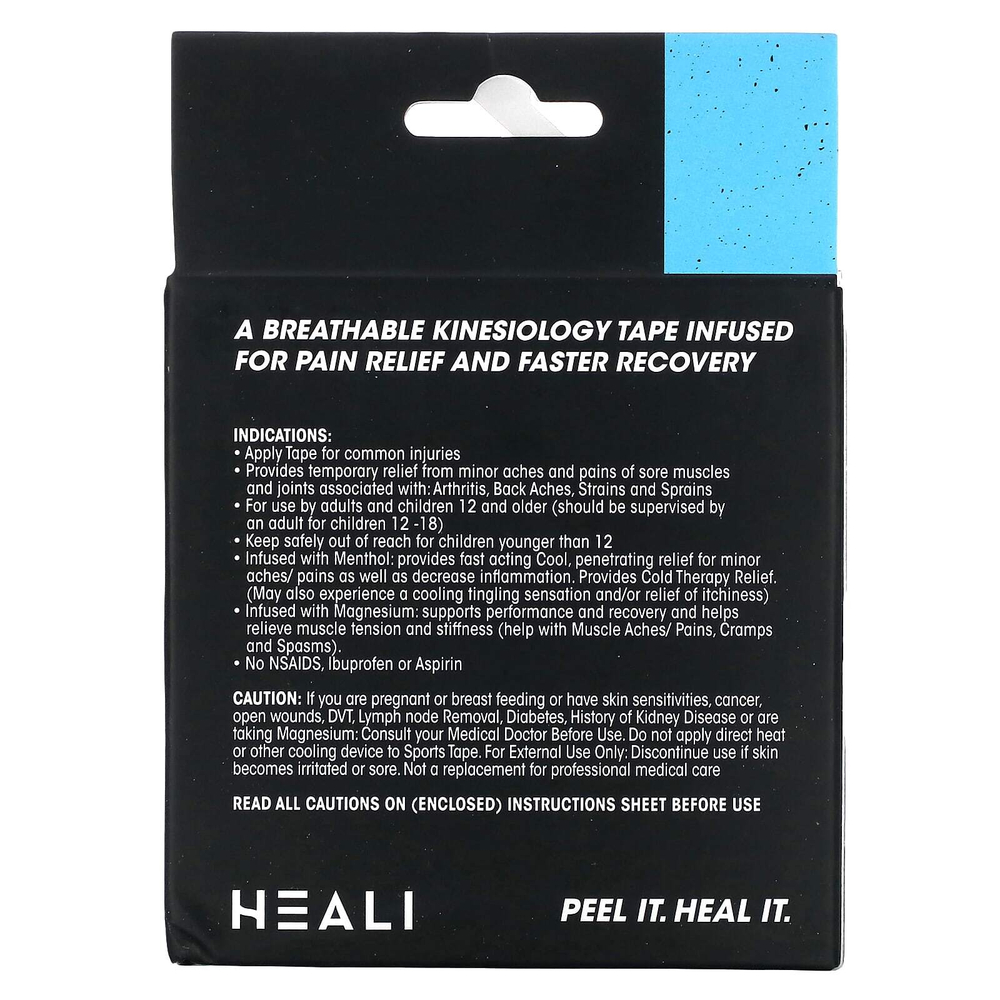 Heali Medical Corp, дышащее эластичное кинезиологическое тейпирование, черная зебра, 20 вырезанных полосок