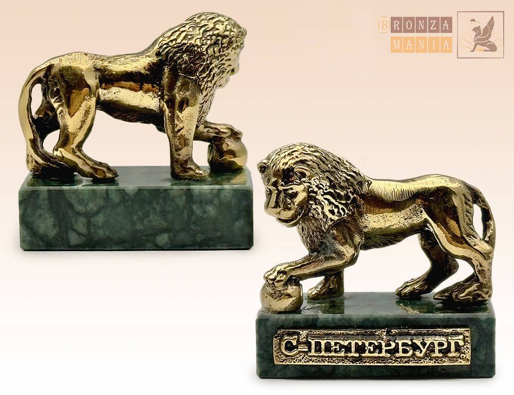 фигурка Лев с шаром на змеевике