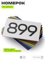 Номер на дверь 899, табличка на дверь для офиса, квартиры, кабинета, аудитории, склада, белая 120х70 мм, Айдентика Технолоджи