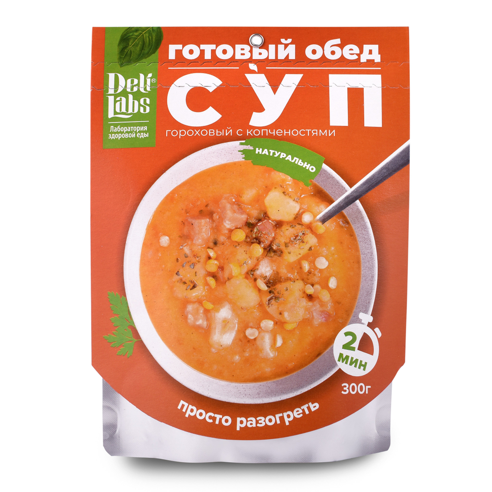 Набор Супы 4шт: Суп-пюре с грибами, Гороховый, Борщ, Куриный (DeliLabs)