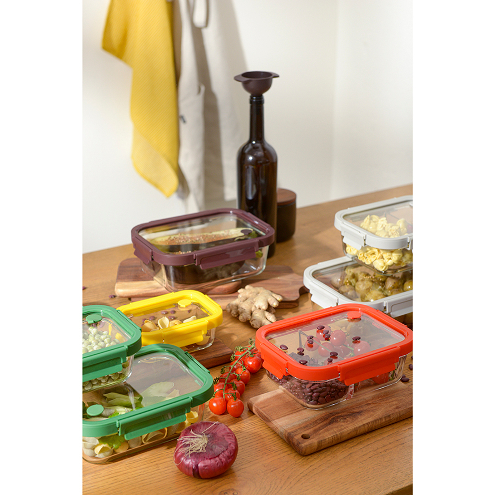 Контейнер для запекания и хранения прямоугольный с крышкой, 370 мл, желтый